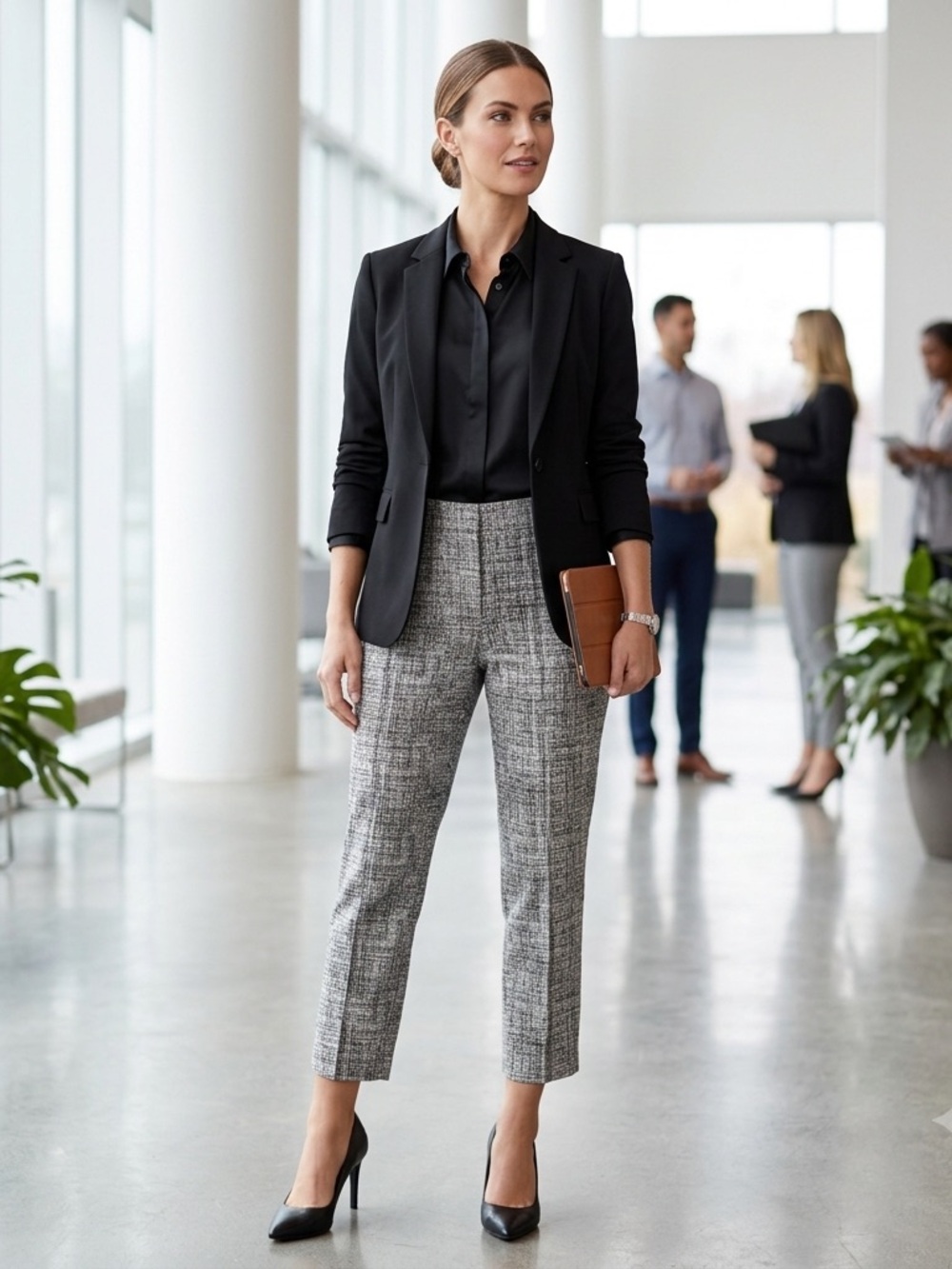 Katherine Barclay black/white cotton blend 
Ankle Trouser Pants size 8.